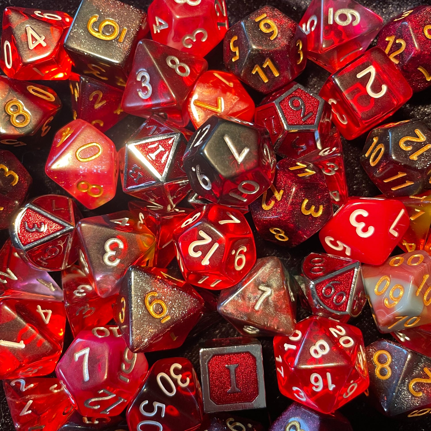 Red TTRPG Dice