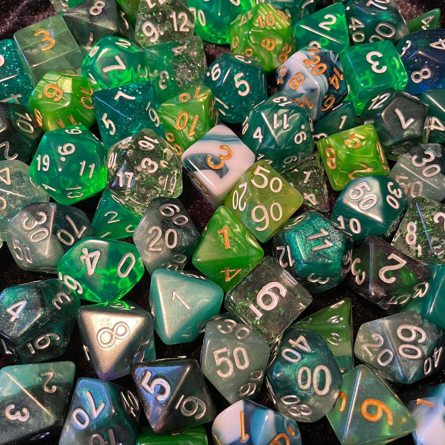 Green TTRPG Dice